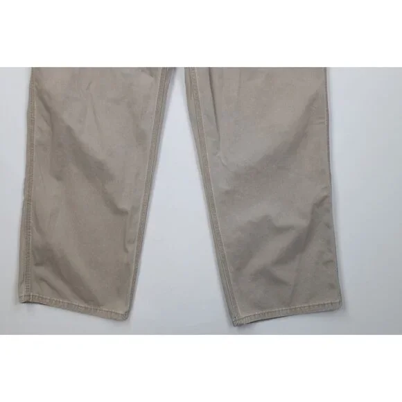 Vintage Y2K Gap Mens 38x30 Faded Carpenter Wide Leg Pants Beige Cotton Workwear